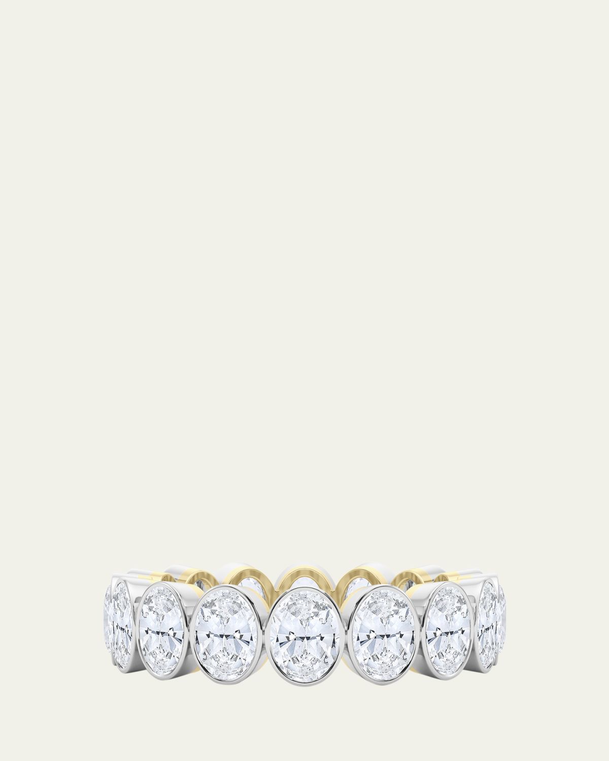 HauteCarat 18K Oval Cut Bezel Lab Grown Diamond Eternity Band, 6.0tcw