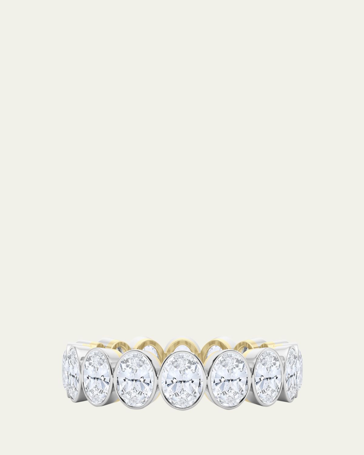 HauteCarat 18K Oval Cut Bezel Lab Grown Diamond Eternity Band, .5tcw