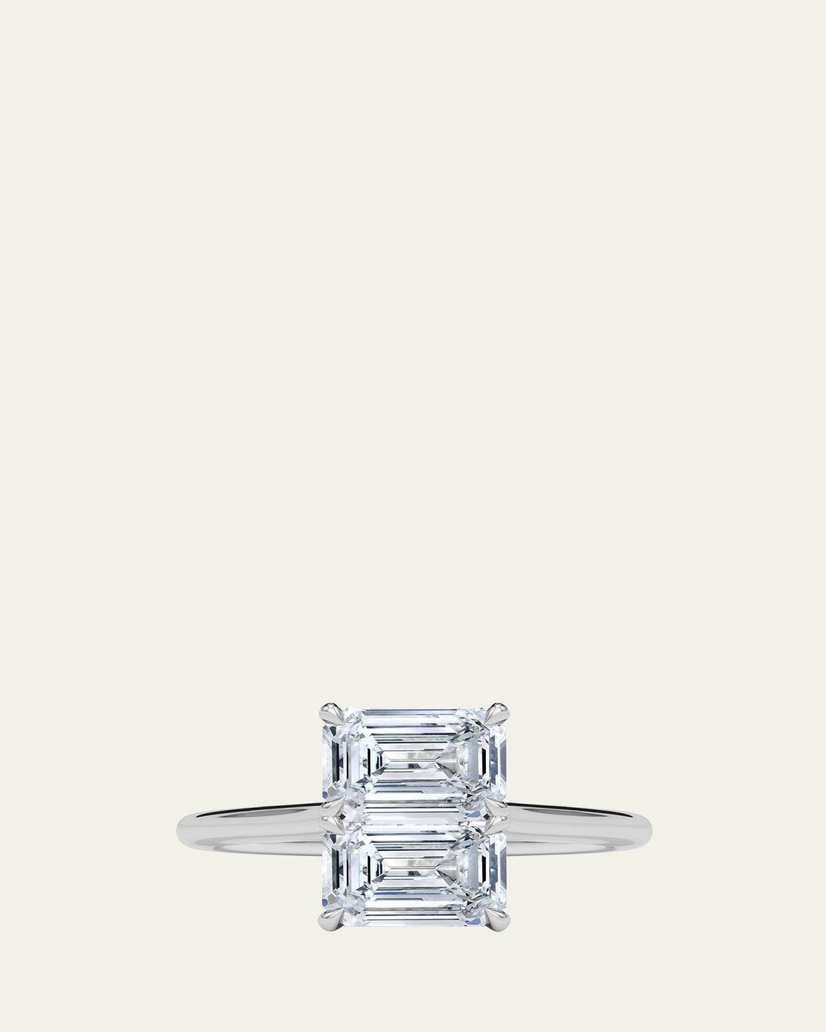 HauteCarat 18K Emerald Lab Grown Diamond East-West Twin Ring