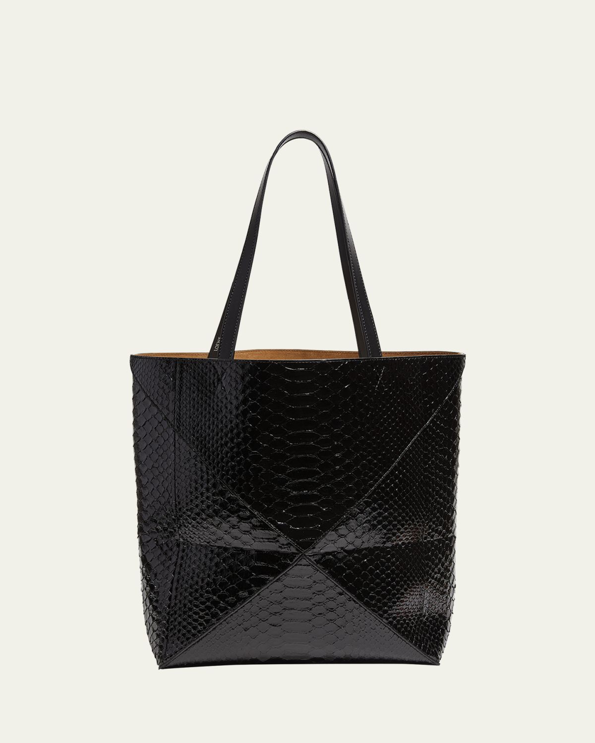 Loewe Puzzle Fold Large Patent Python-Embossed Tote Bag | Thumbnail 6