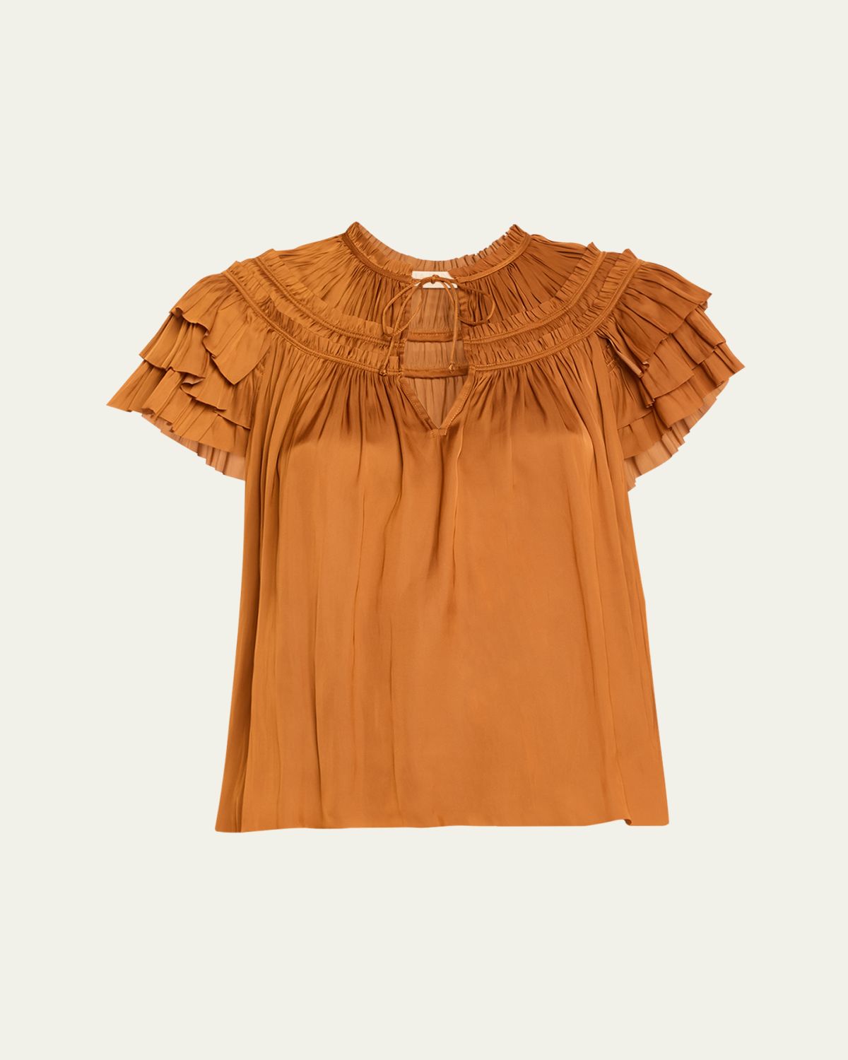 Ulla Johnson Elvie Ruched Ruffle Top