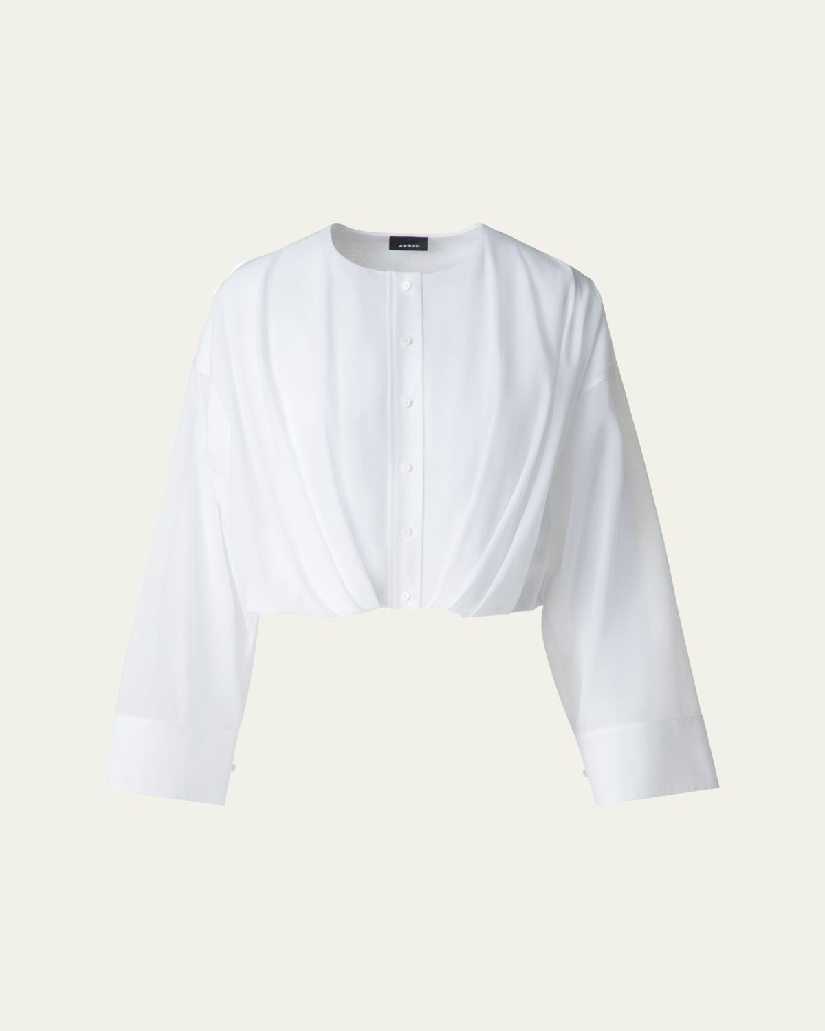 Akris Pleated Button Down Cotton Voile Blouse