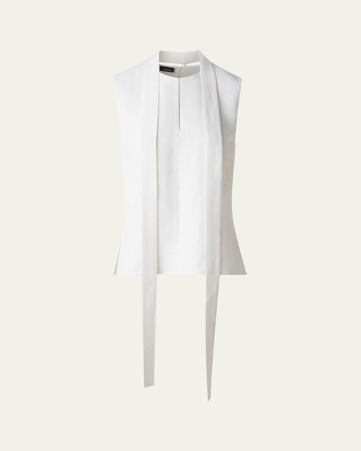 Akris Neck-Tie Stonewash Twisted Linen-Blend Sleeveless Blouse