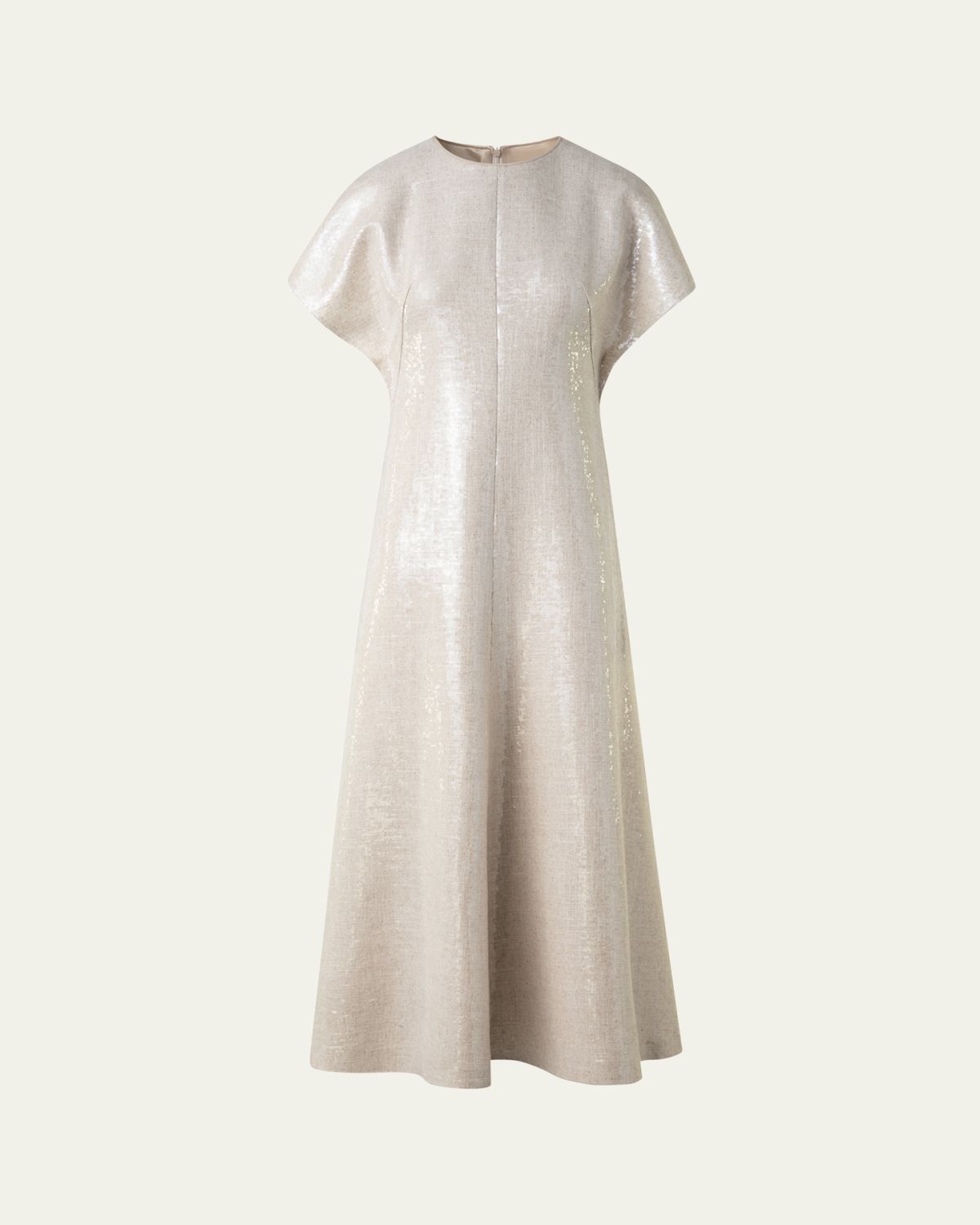 Akris Sequined Viscose-Linen A-Line Midi Dress