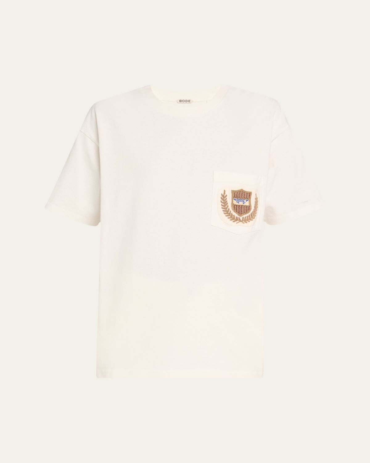 Bode Sportsman Crest Embroidered Patch Pocket Tee