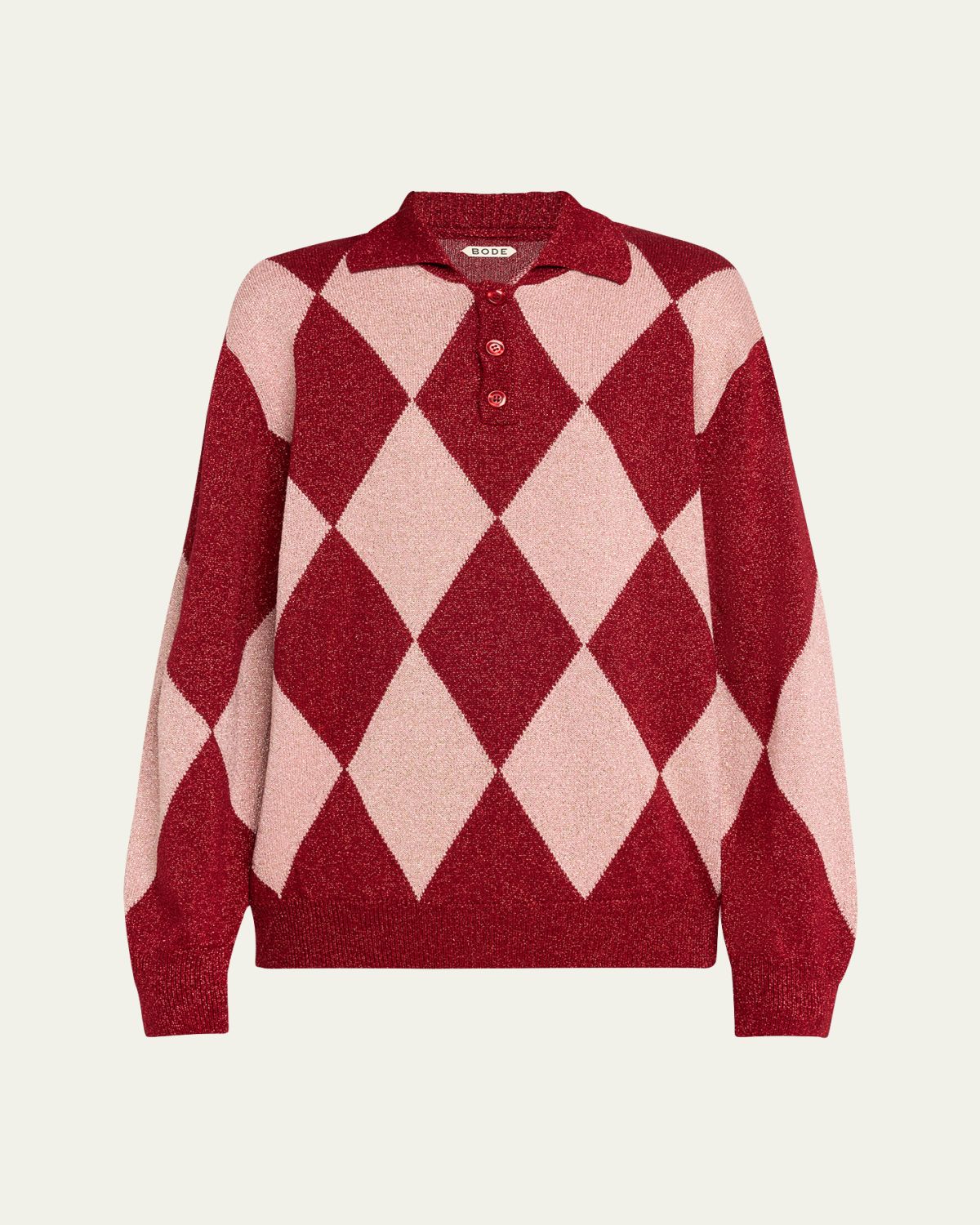 Bode Jockey Argyle Polo Sweater