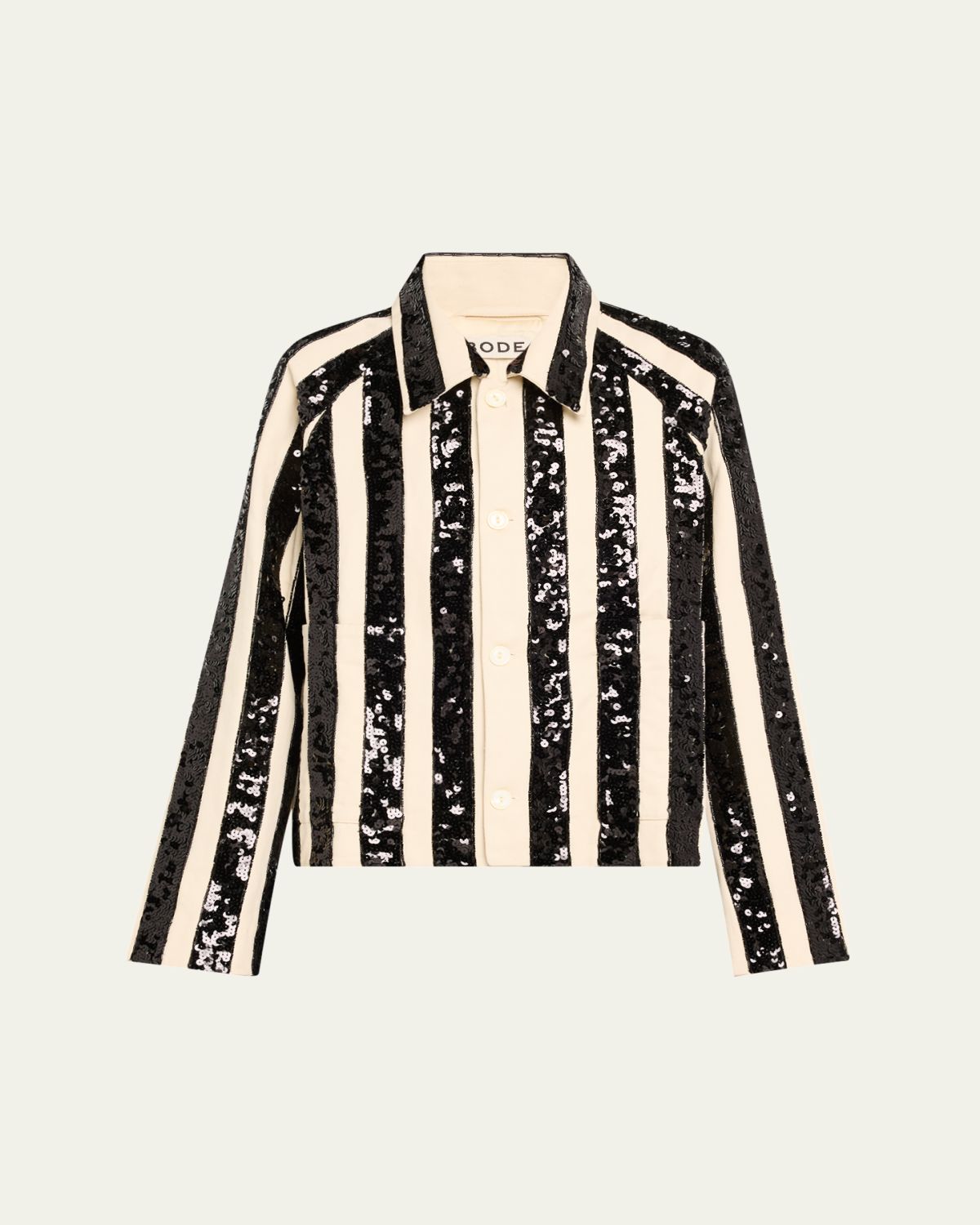 Bode Grandstand Sequined Stripe Cropped Jacket