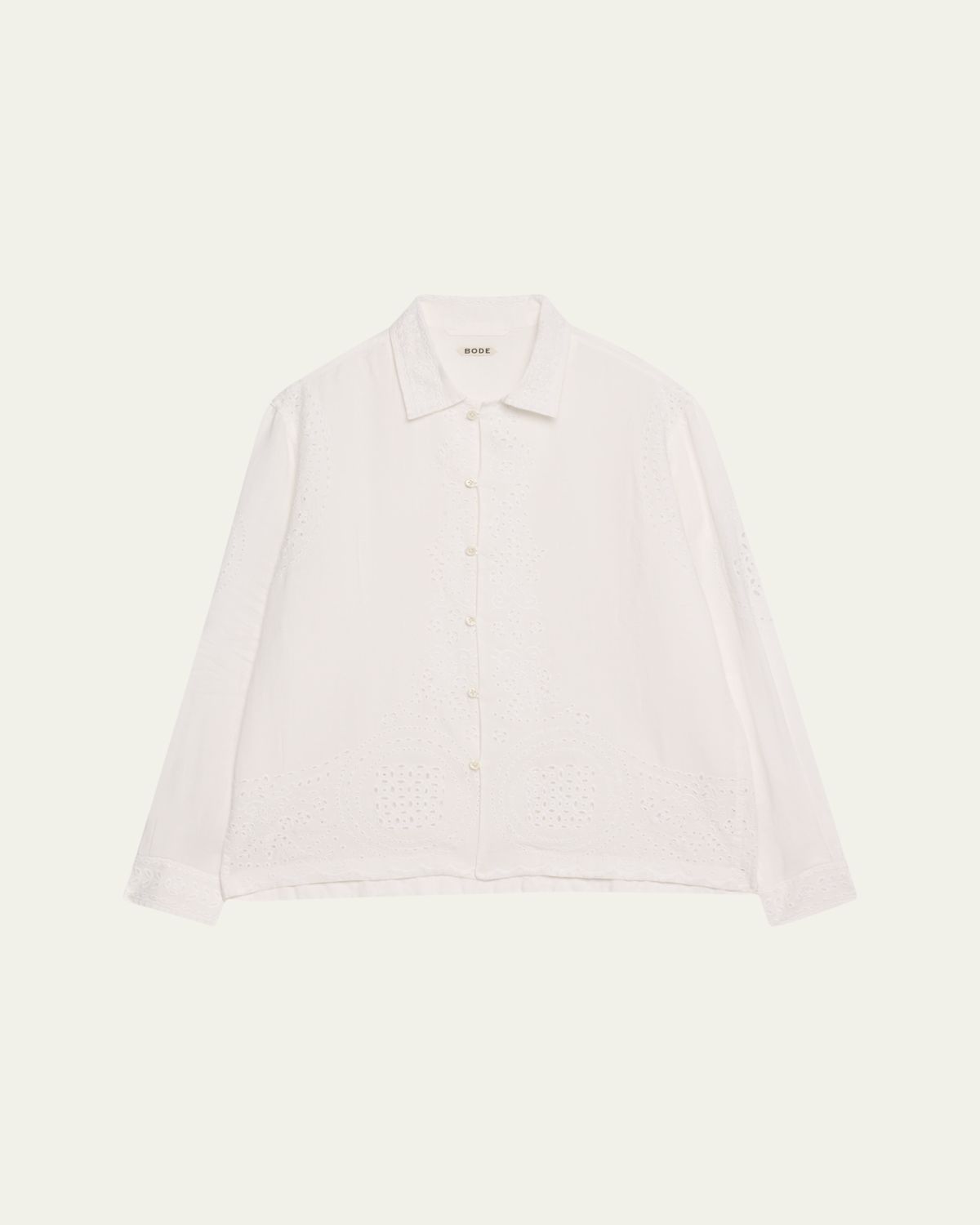 Bode Belvoir Lace Linen Shirt