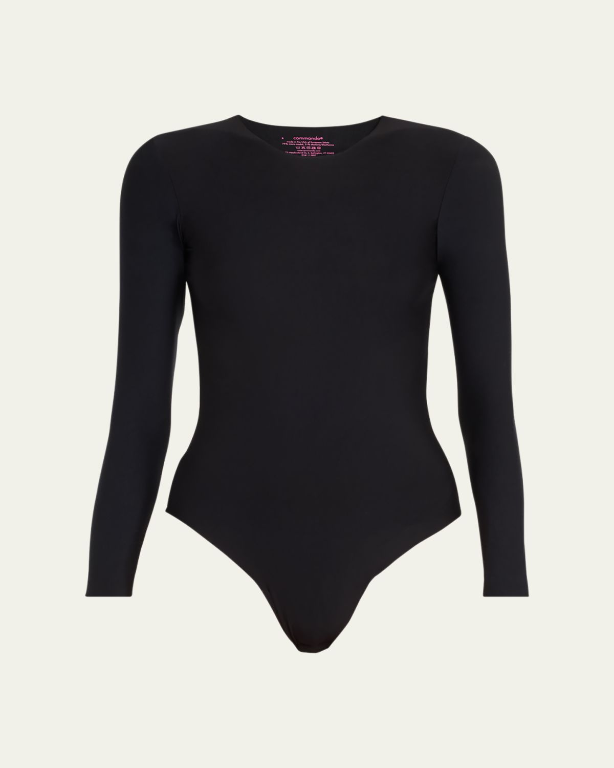 Commando Butter Long-Sleeve Crewneck Thong Bodysuit