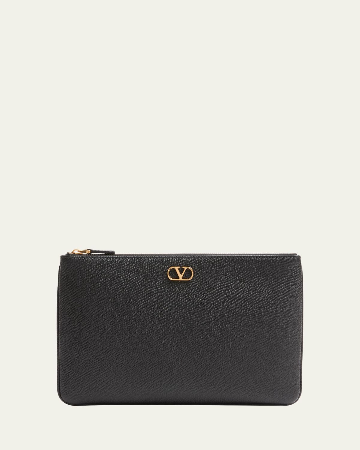 Valentino Garavani VLOGO Medium Leather Flat Pouch Bag