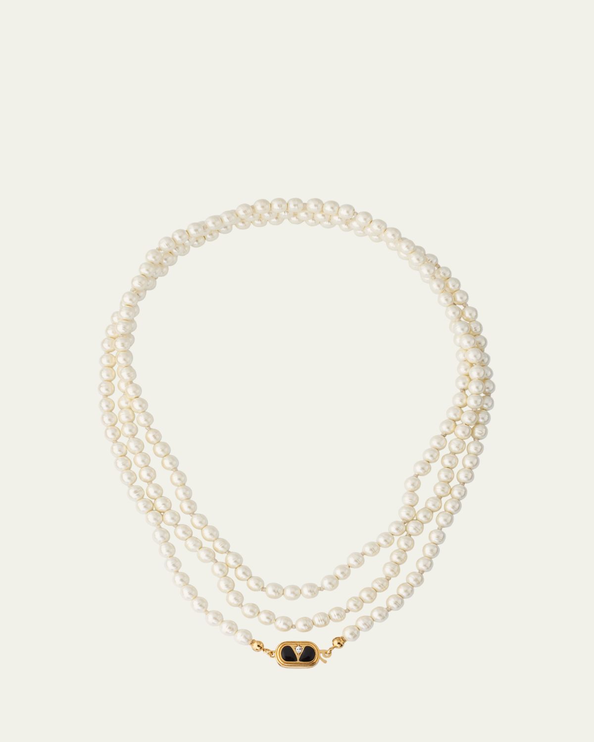 Valentino Garavani VLOGO Akoya Pearl Layered Ovalette Necklace - Women's Jewelry And Watches