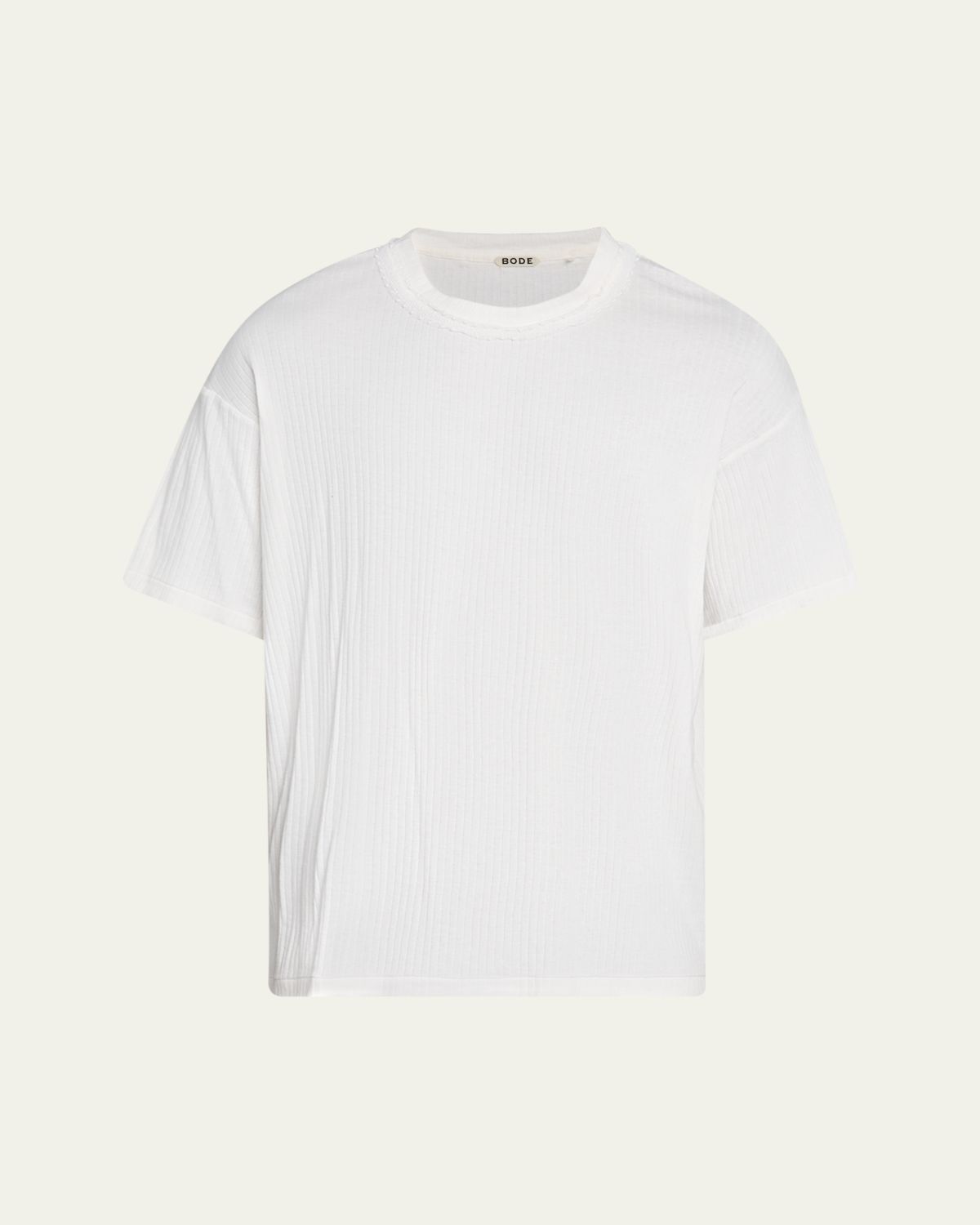 Bode Men's Ribbed Bead-Trim Salt Marsh T-Shirt