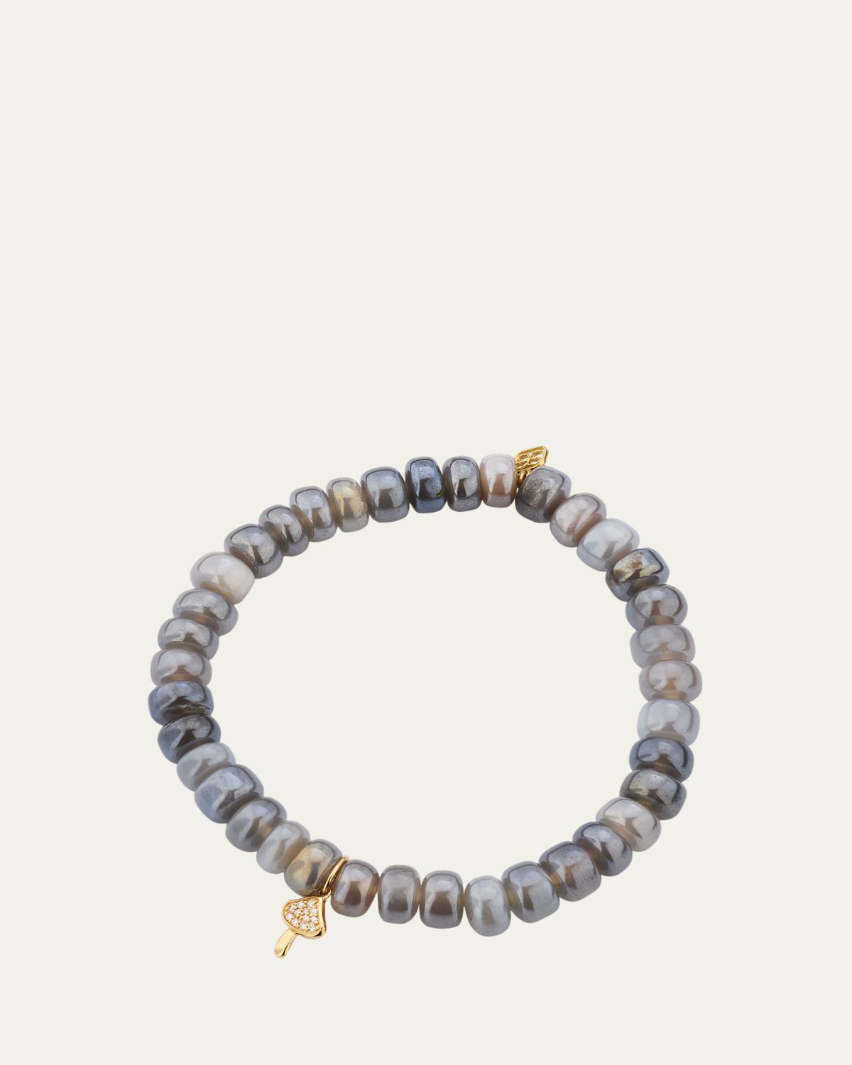 Sydney Evan Mystic Grey Moonstone and Diamond Mushroom Charm Bracelet