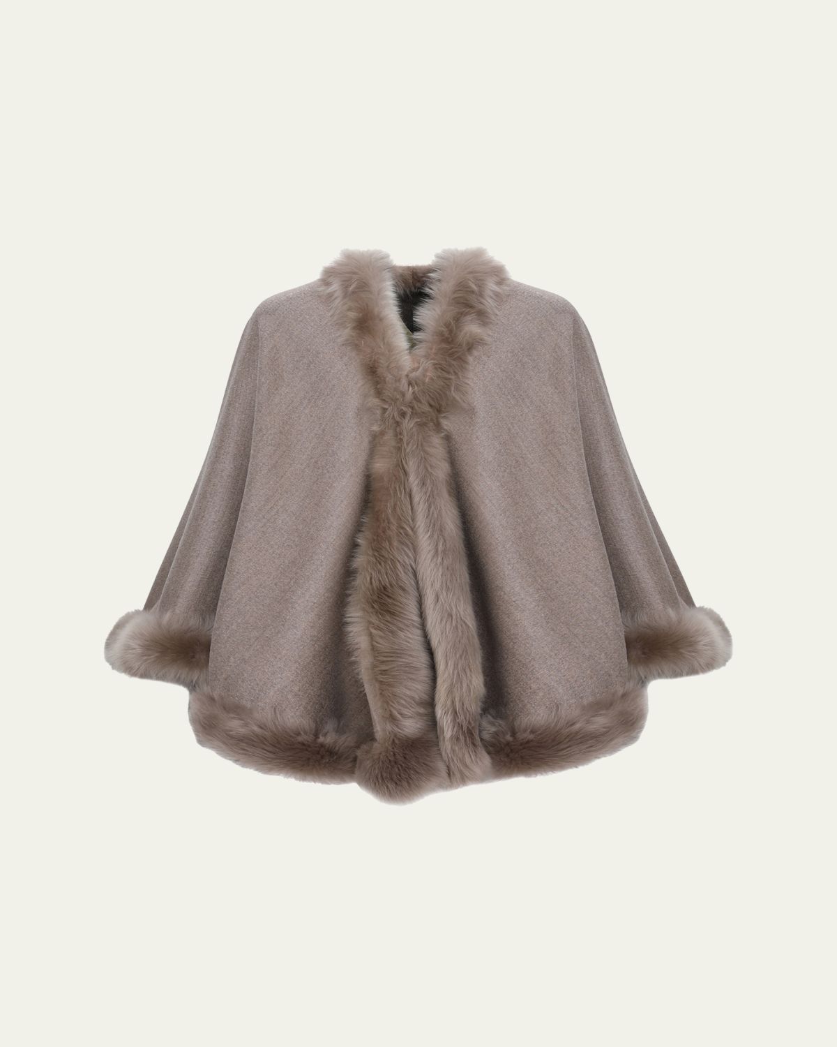 Gorski Wool and Cashmere Cape with Merinillo Shearling Lamb Trim