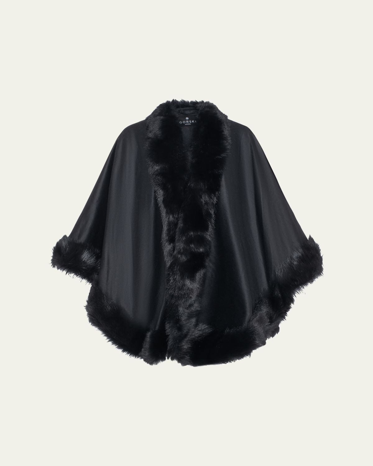 Gorski Cashmere Cape with Toscana Shearling Lamb Trim