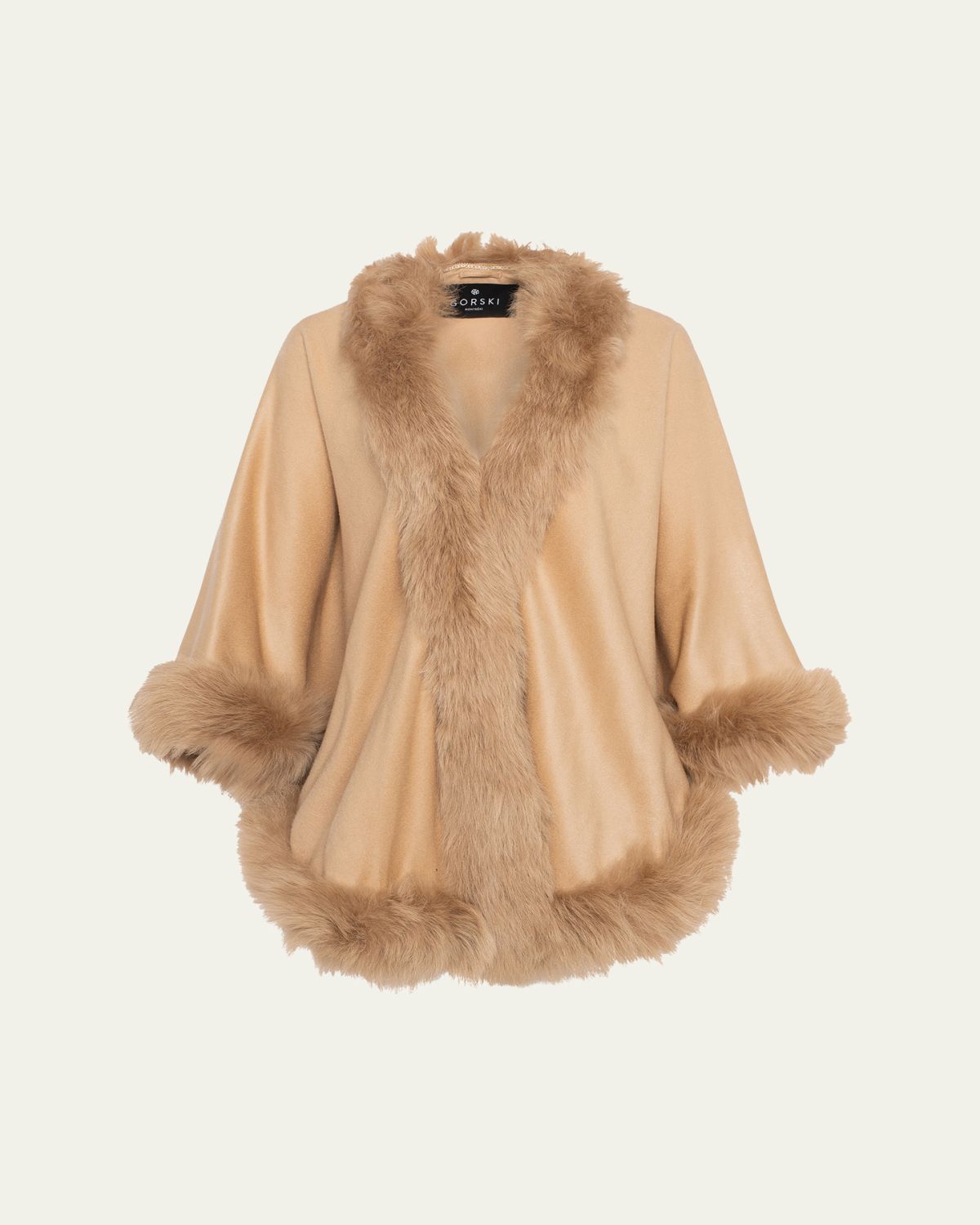 Gorski Cashmere Cape with Toscana Shearling Lamb Trim