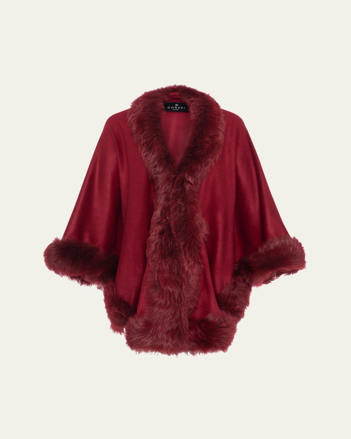 Gorski Cashmere Cape with Toscana Shearling Lamb Trim