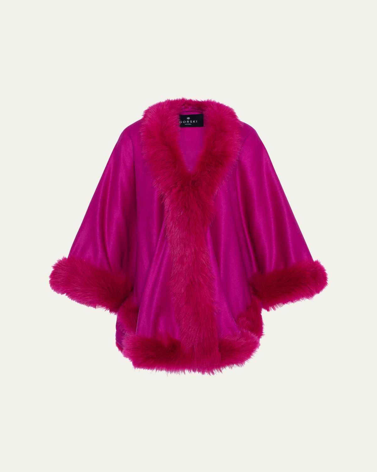 Gorski Cashmere Cape with Toscana Shearling Lamb Trim