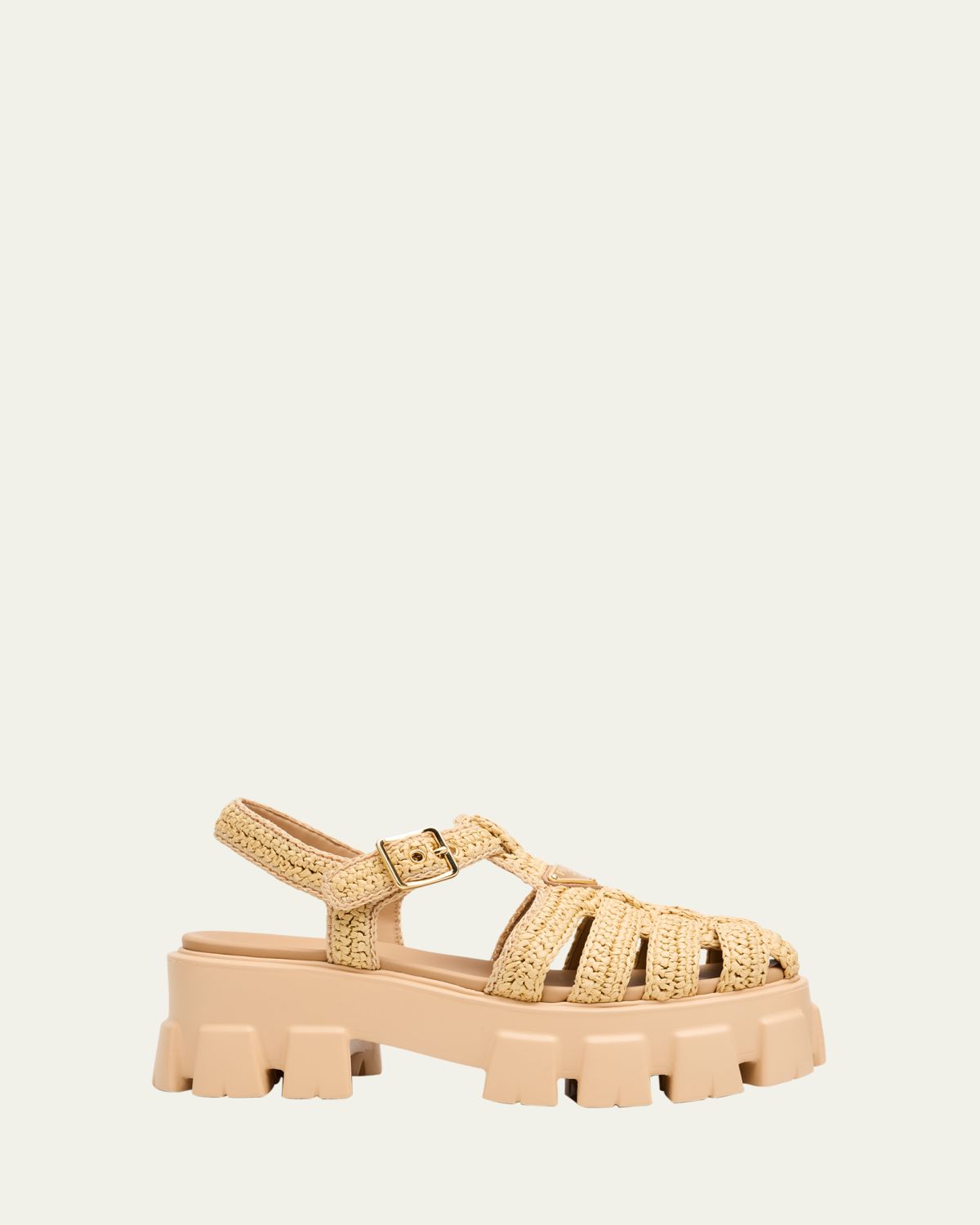 Prada Monolith Raffia Chunky Fisherman Sandals