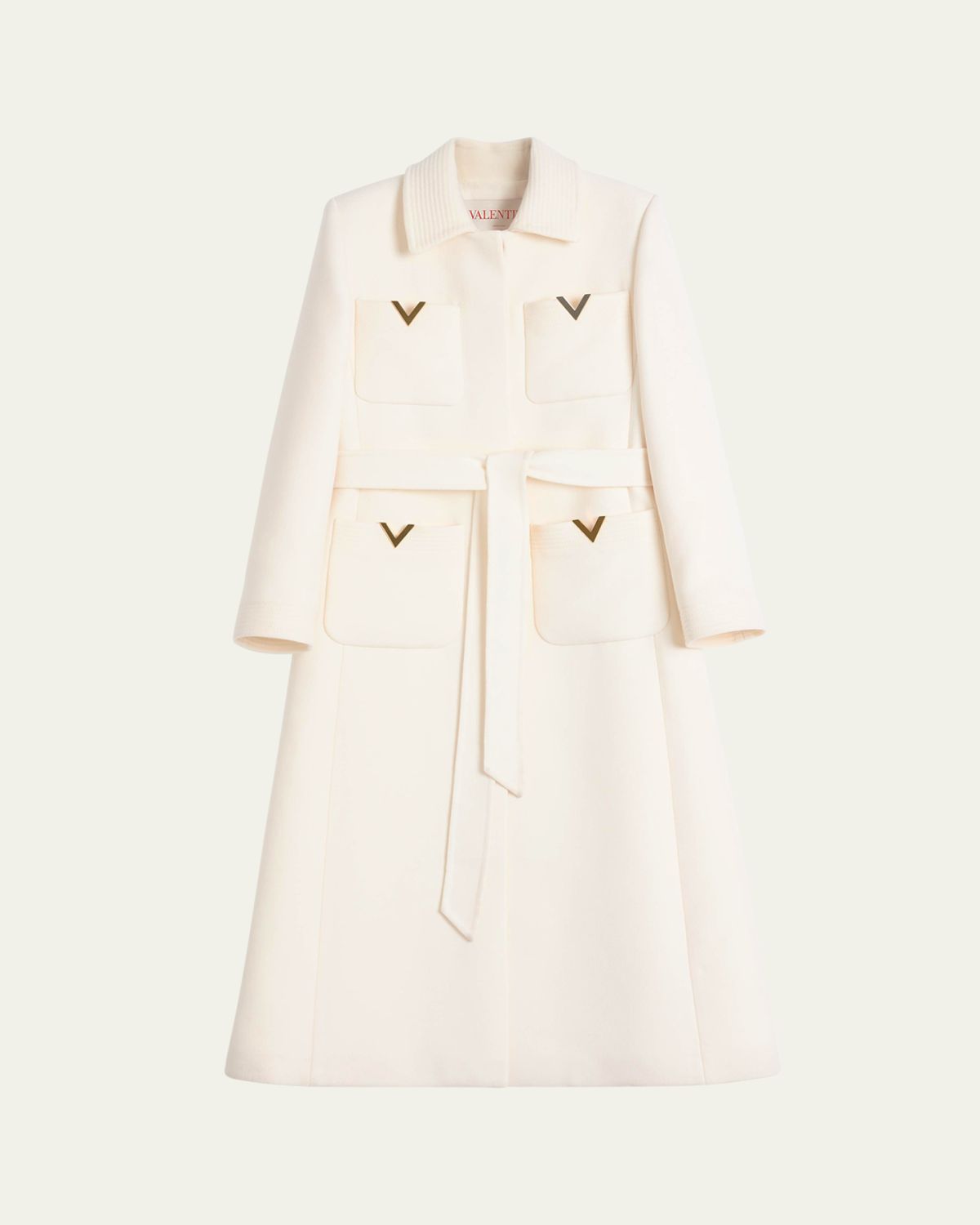 Valentino Garavani V Logo Collared Wool Coat