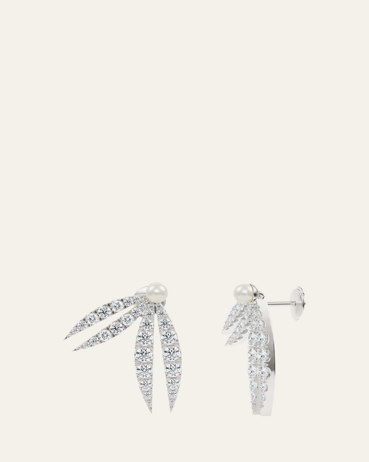 KAMAL Lotus Diamond and Pearl Flourish Earrings