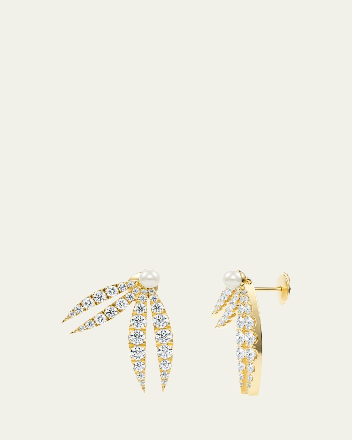 KAMAL Lotus Diamond and Pearl Flourish Earrings | Thumbnail 4