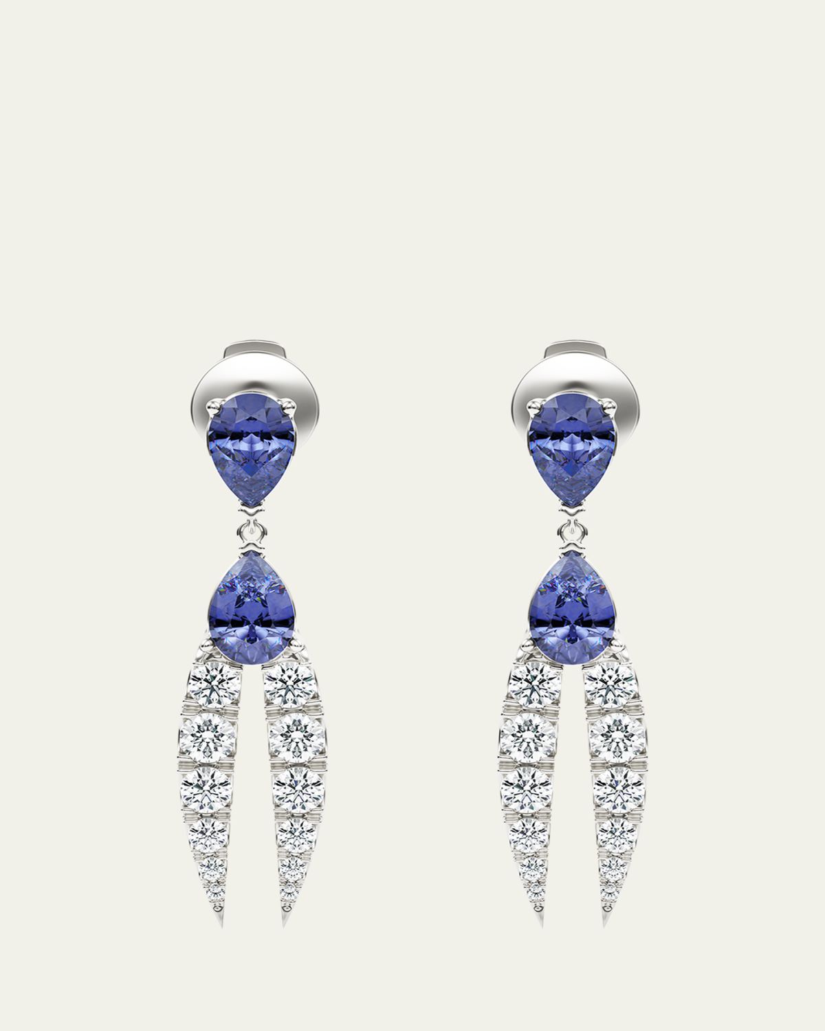KAMAL Lotus Diamond and Tanzanite Earrings | Thumbnail 4 KAMAL Lotus Diamond and Tanzanite Earrings | Thumbnail 4