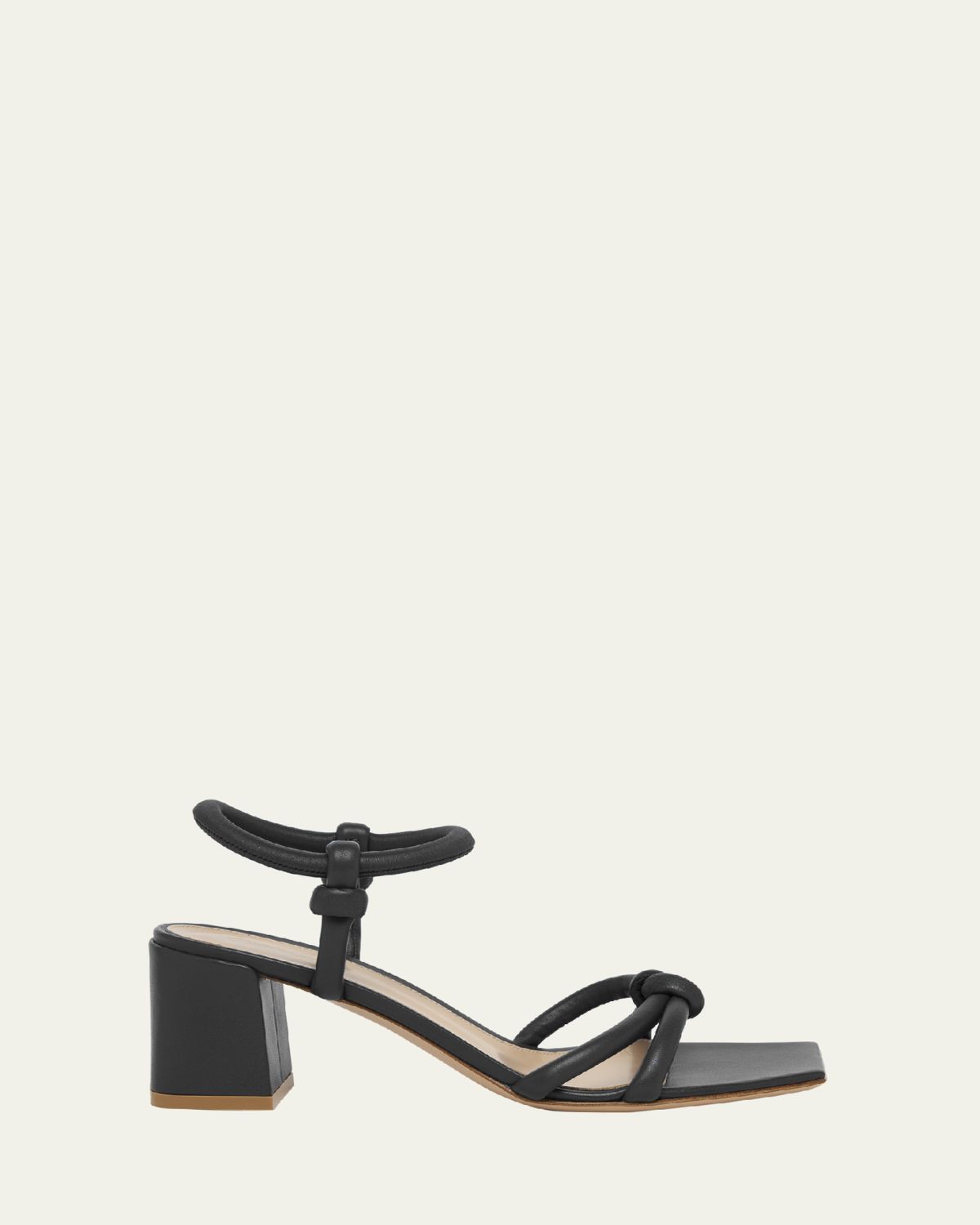 Gianvito Rossi Knotted Leather Block-Heel Sandals