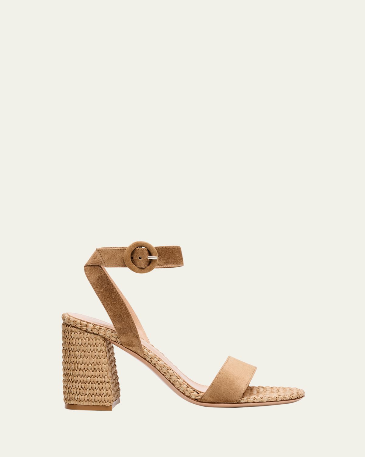 Gianvito Rossi Suede Raffia Ankle-Strap Sandals