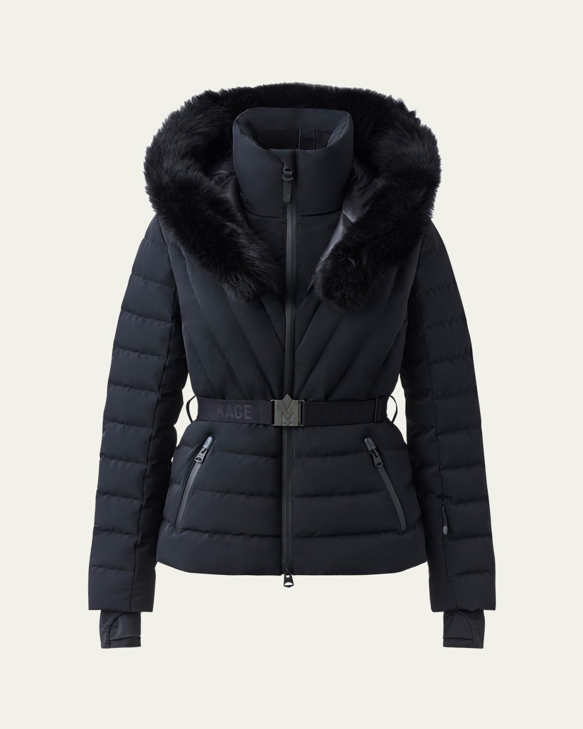 Mackage Elita Down Ski Jacket with Removable Shearling Trim
