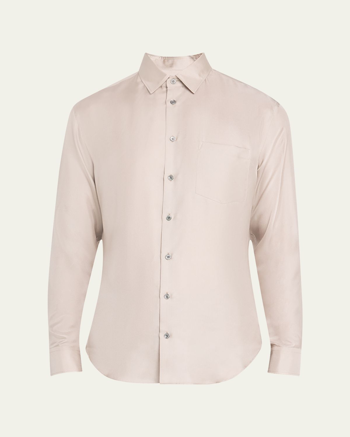 Giorgio Armani Men's Solid Silk Dress Shirt | Thumbnail 6