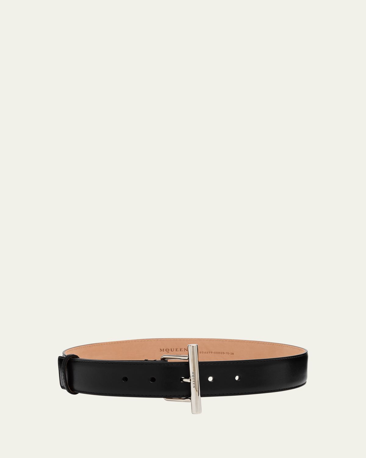 McQueen Silvertone Cross-Bar Leather Sling Belt