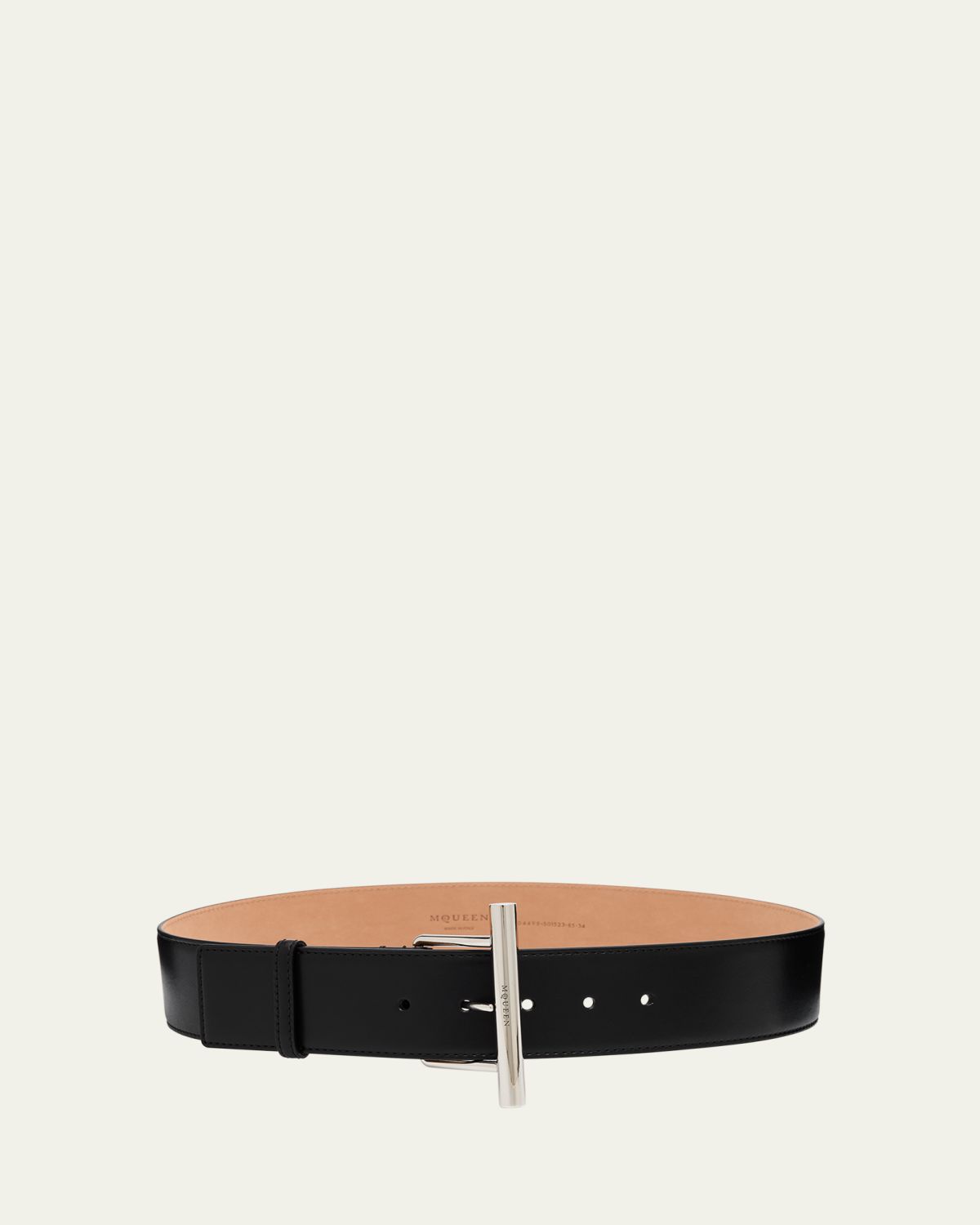 McQueen Silvertone Cross-Bar Leather Wide Sling Belt