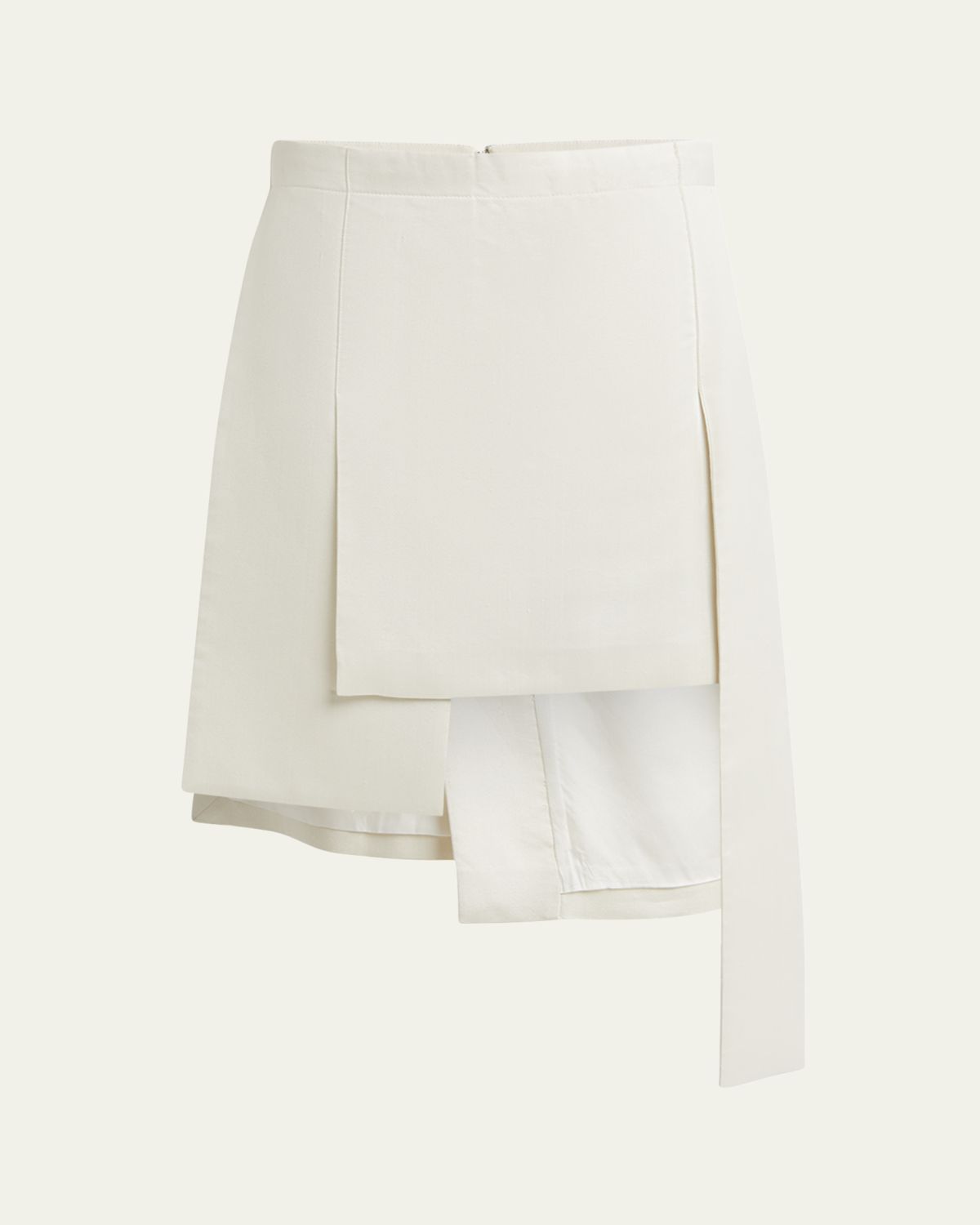 SETCHU Layered Asymmetric Silk Wool Midi Skirt