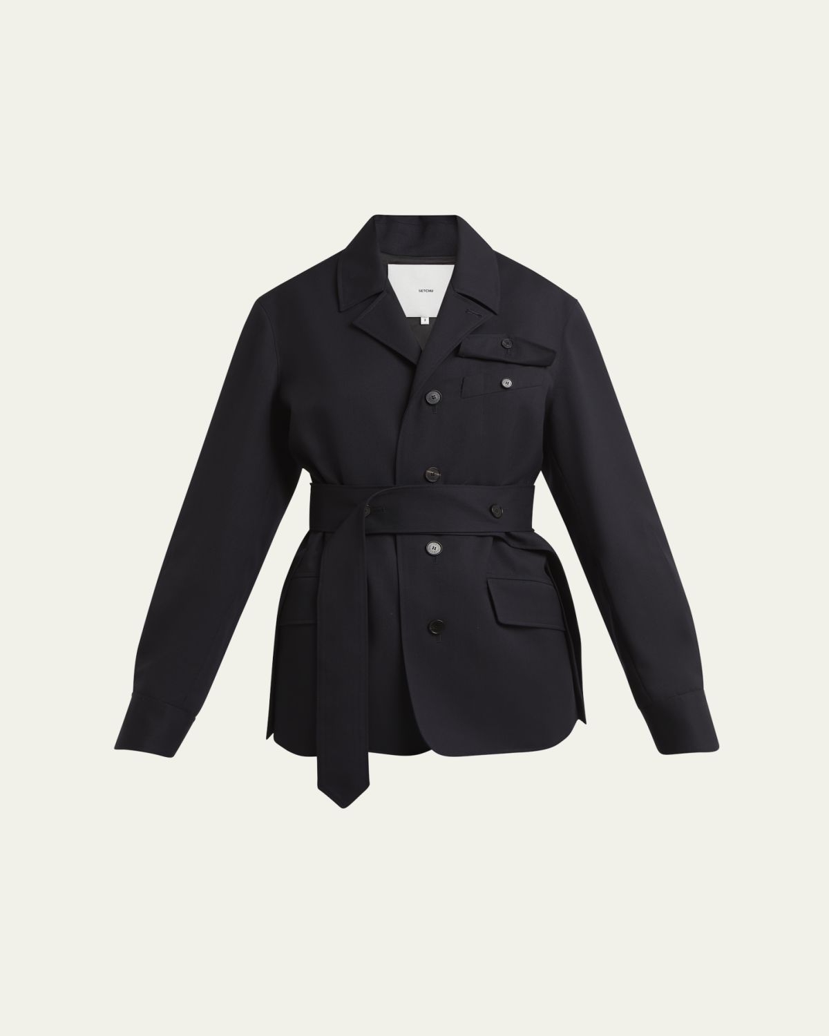 SETCHU Travel Self-Tie Wool Gabardine Safari Jacket