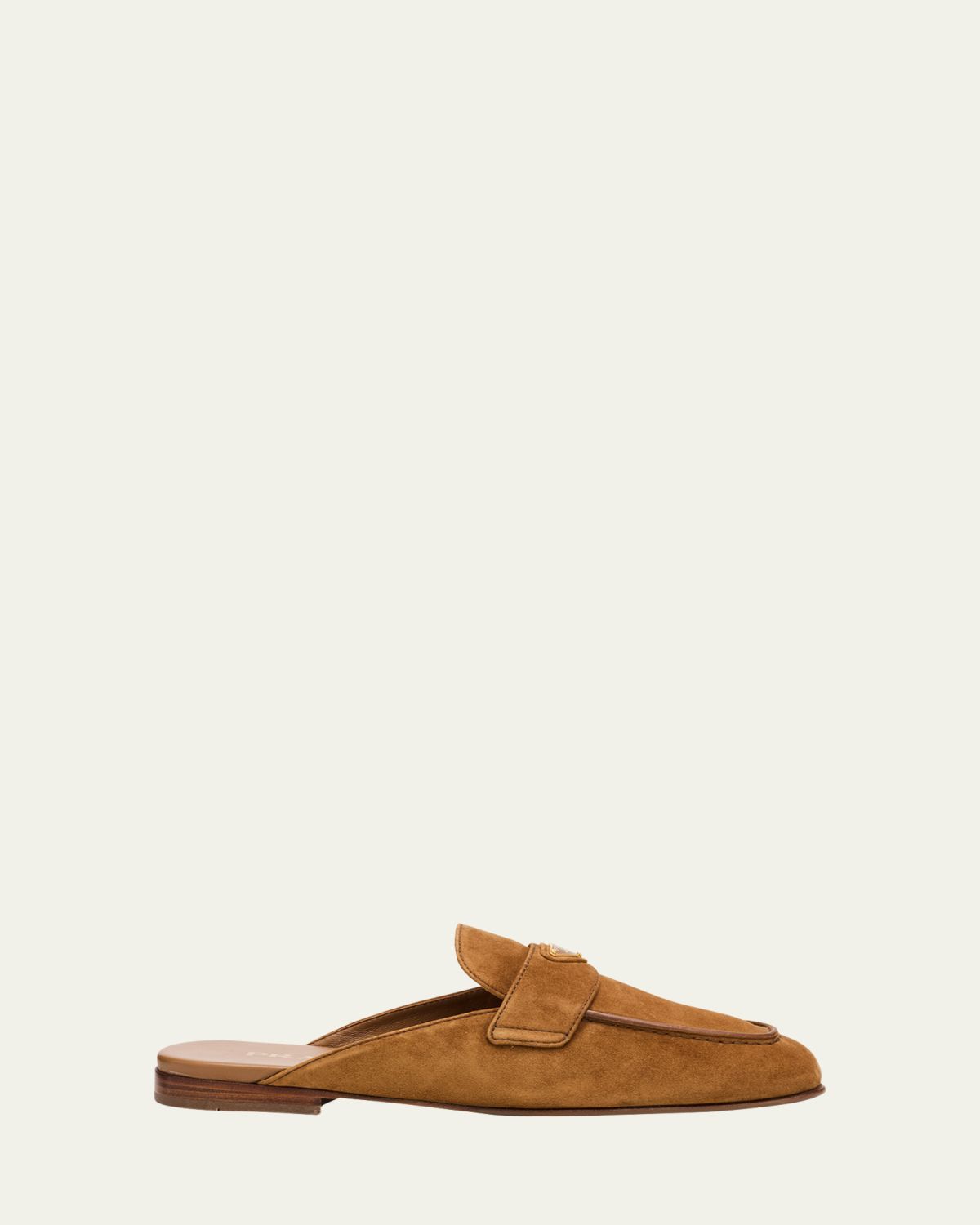 Prada Logo Suede Loafer Mules