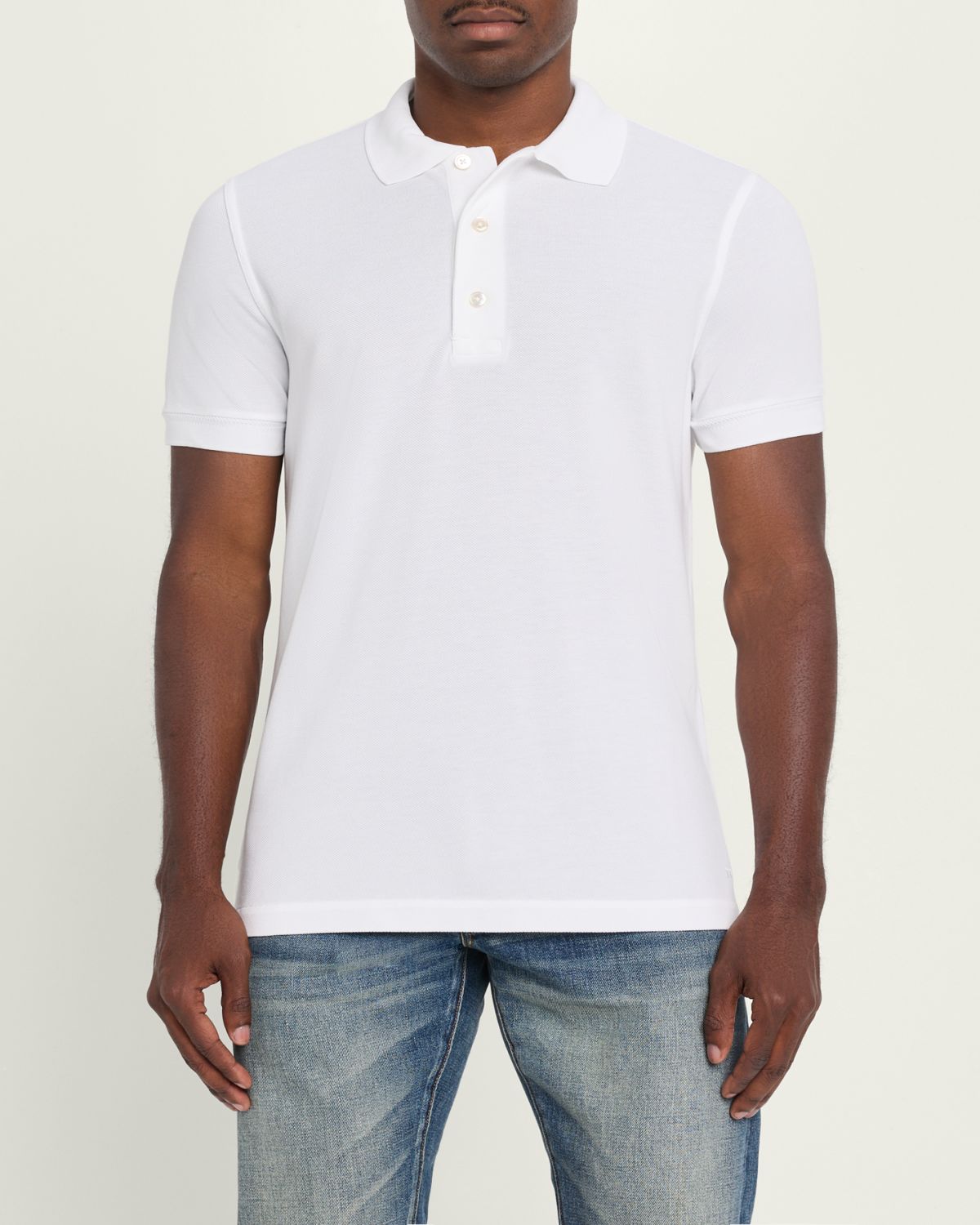 TOM FORD Men's Lyocell Pique Polo Shirt | Thumbnail 4 TOM FORD Men's Lyocell Pique Polo Shirt | Thumbnail 4