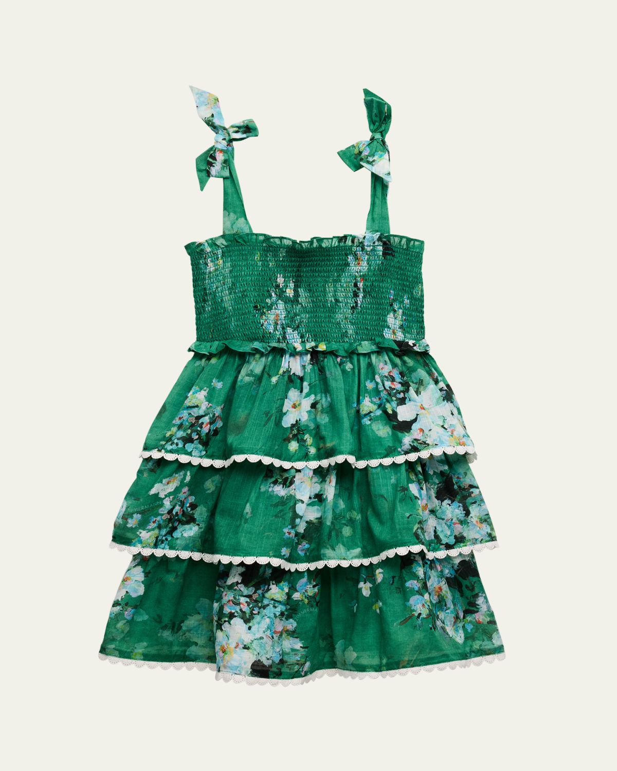 Zimmermann Girl's Everley Floral-Print Smocked Dress, Size 1-1