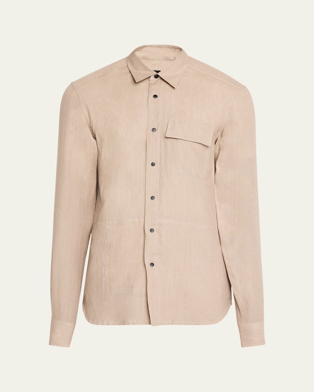 Kiton Men's Linen Snap-Front Overshirt