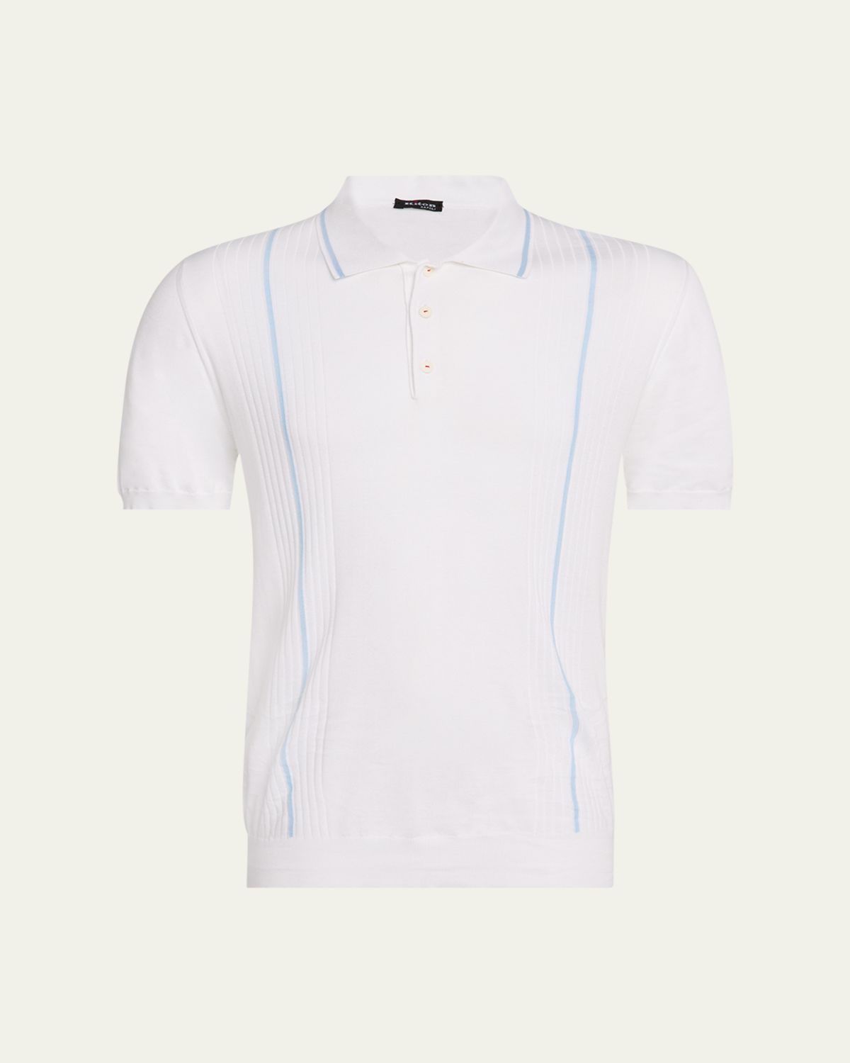 Kiton Men's Tipped Cotton Short-Sleeve Polo Sweater