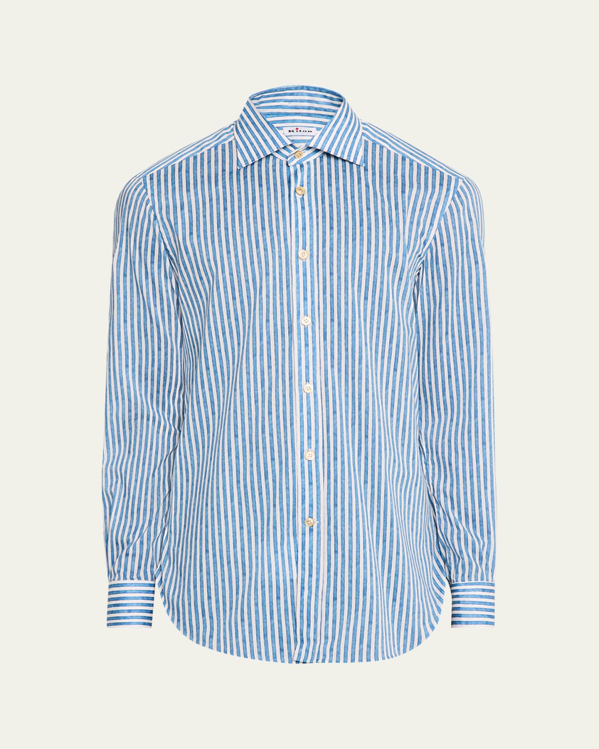 Kiton Men's Cotton Painted Stripe Sport Shirt