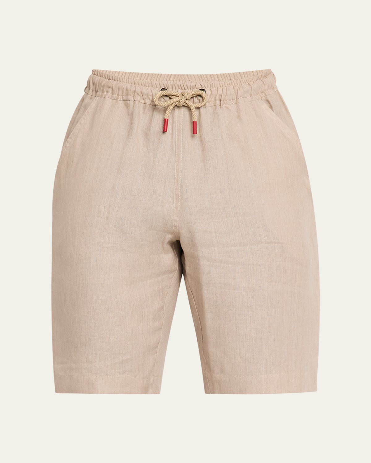 Kiton Men's Linen Drawstring Flat-Front Shorts