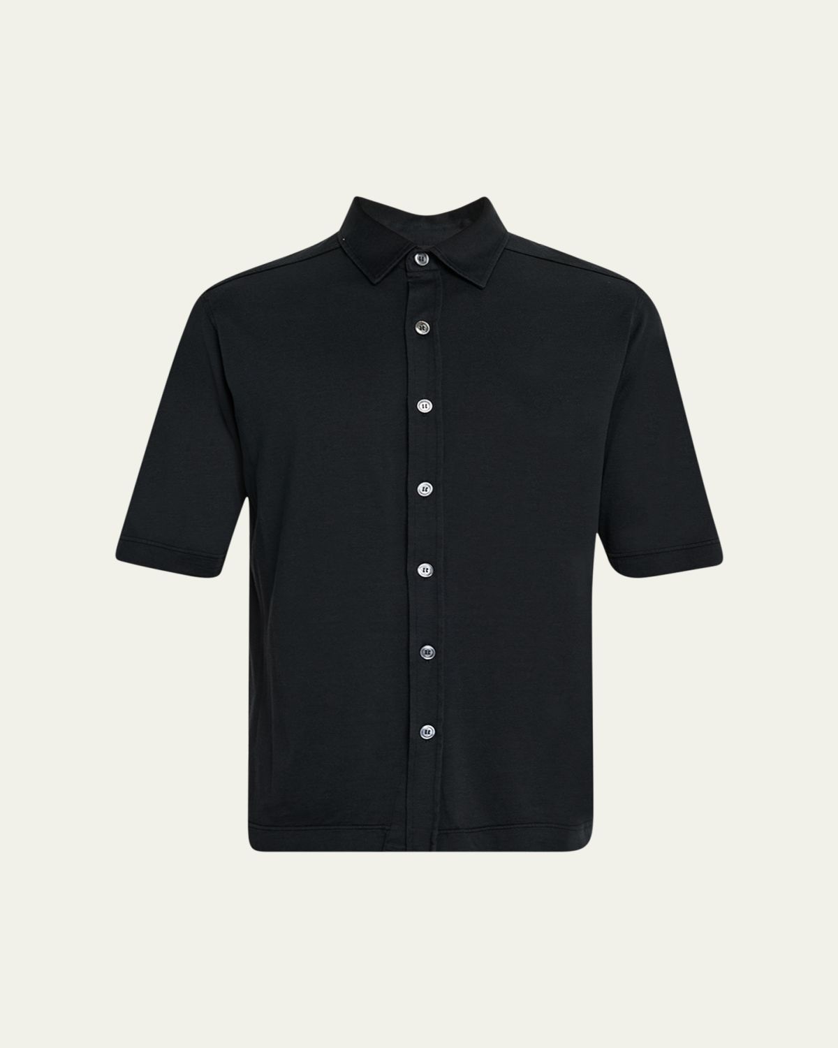 Kiton Men's Silk and Cotton Short-Sleeve Overshirt