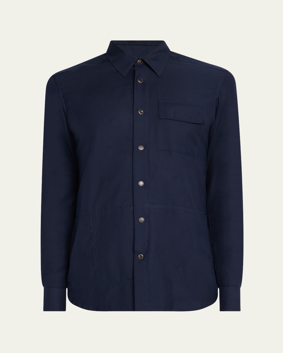 Kiton Men's Cotton and Silk Snap-Front Overshirt