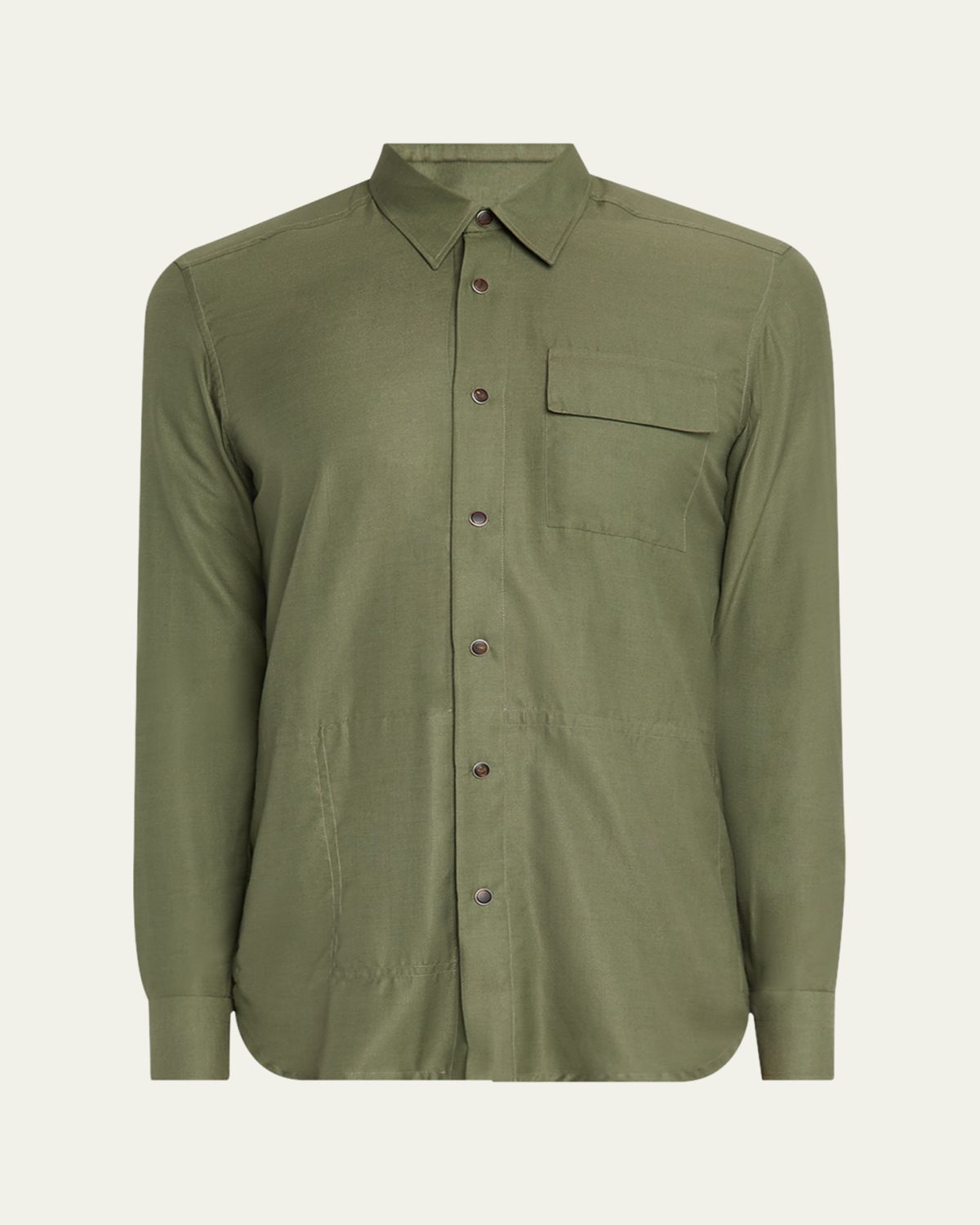 Kiton Men's Cotton and Silk Snap-Front Overshirt