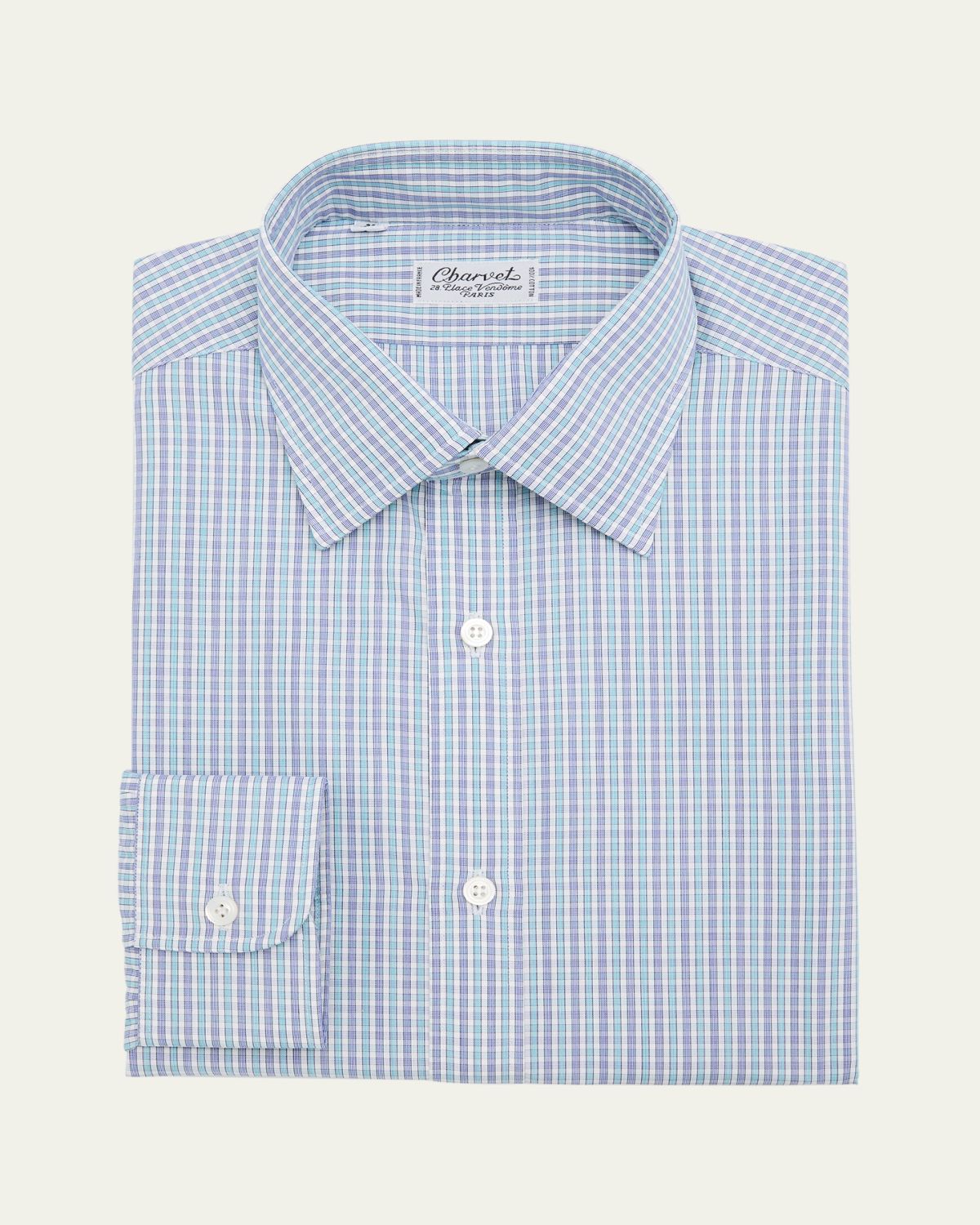 Charvet Men's Cotton Mini Check Dress Shirt