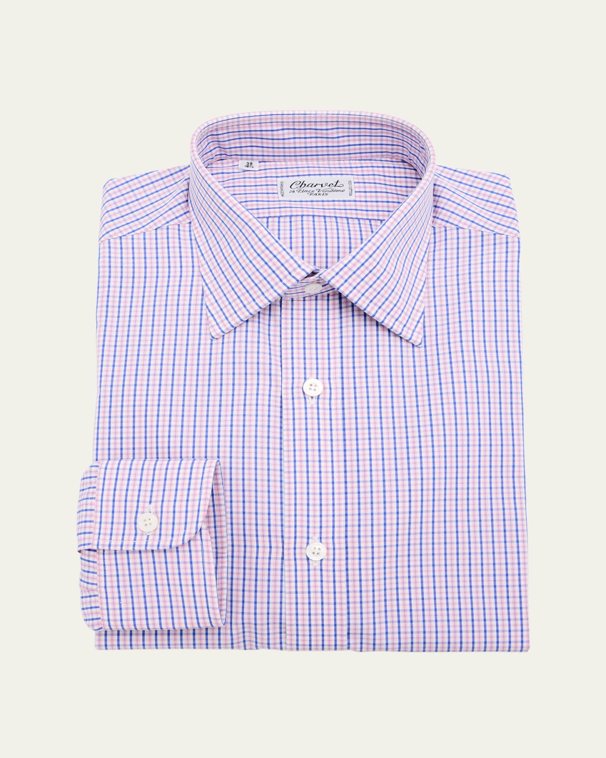 Charvet Men's Cotton Mini-Check Dress Shirt