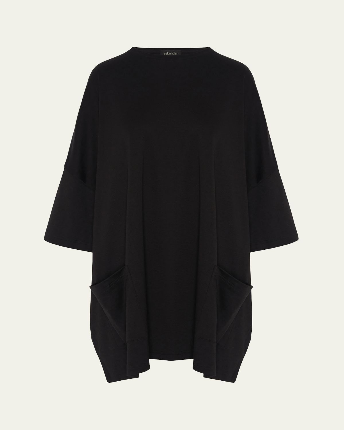 Eskandar Sloped-Shoulder Round-Neck Poncho (Long Plus Length)