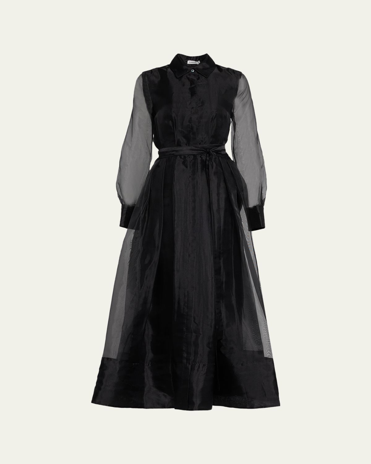 SIMKHAI Montgomery Pleated Organza Maxi Shirtdress | Thumbnail 10