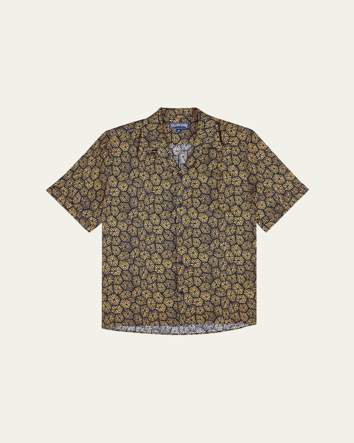 Vilebrequin Men 's Linen Flower-Print Camp Shirt